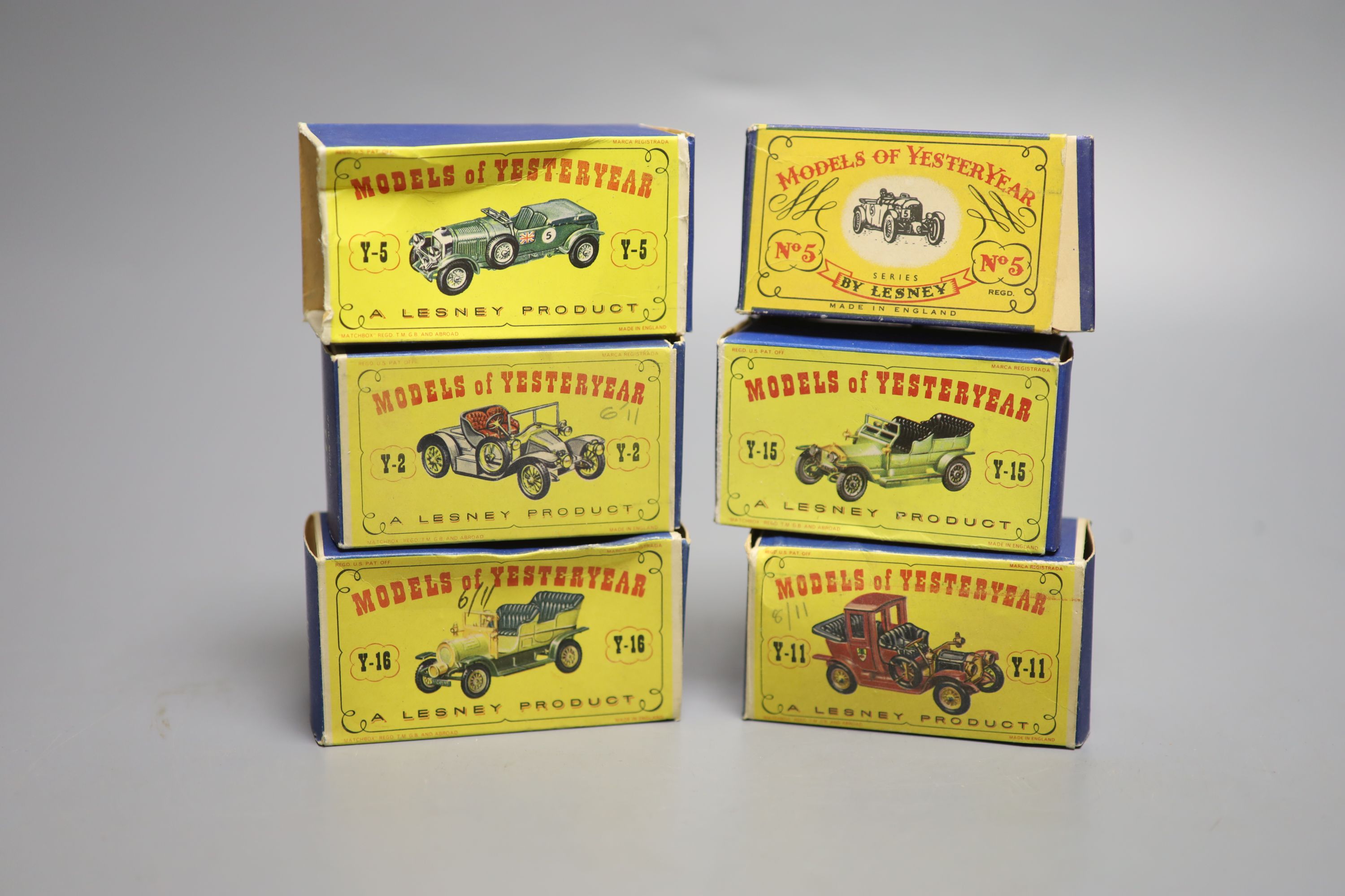 Six Matchbox models of Yesteryear, in boxes, five further 1st type boxes and three later boxes